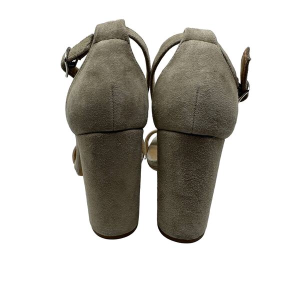 Steve Madden Women's Sz 8 Carrson Block Heeled Sandals Greige Suede Ankle Strap - Picture 4 of 7